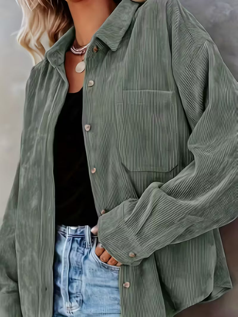 Women'S Casual Corduroy Long Sleeve Shirt