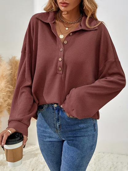 Women's Oversized Half-Zip Sweater T-Shirt
