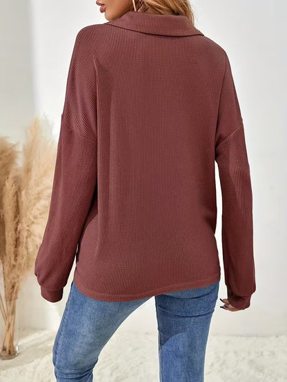 Women's Oversized Half-Zip Sweater T-Shirt