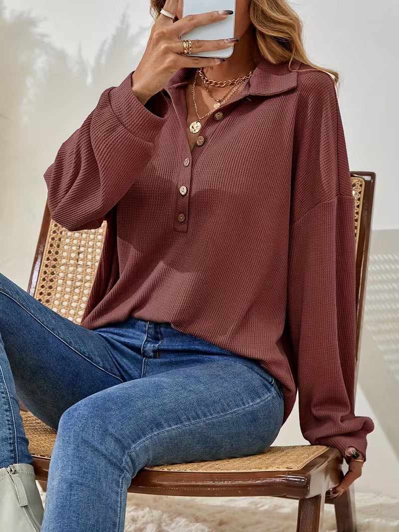 Women's Oversized Half-Zip Sweater T-Shirt