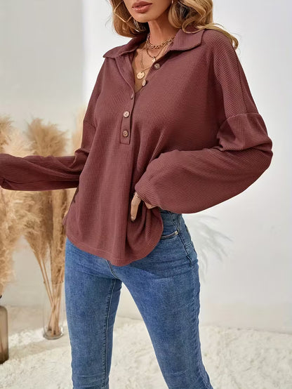 Women's Oversized Half-Zip Sweater T-Shirt