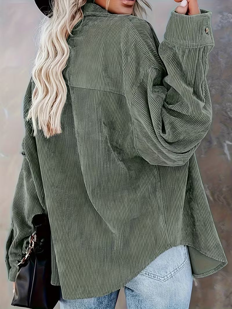 Women'S Casual Corduroy Long Sleeve Shirt